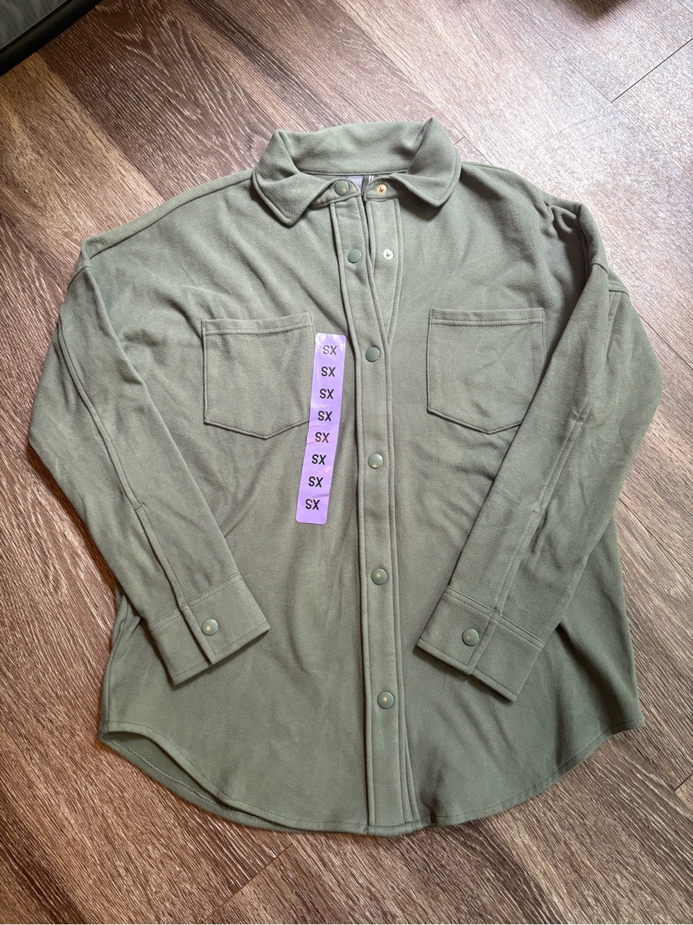 Women’s Olive Green Button-Front Oversized Shirt Jacket